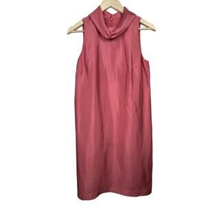 Talbots 100% Silk Crepe Mock Neck Sleeveless Lined 60’s Shift Dress Size 6